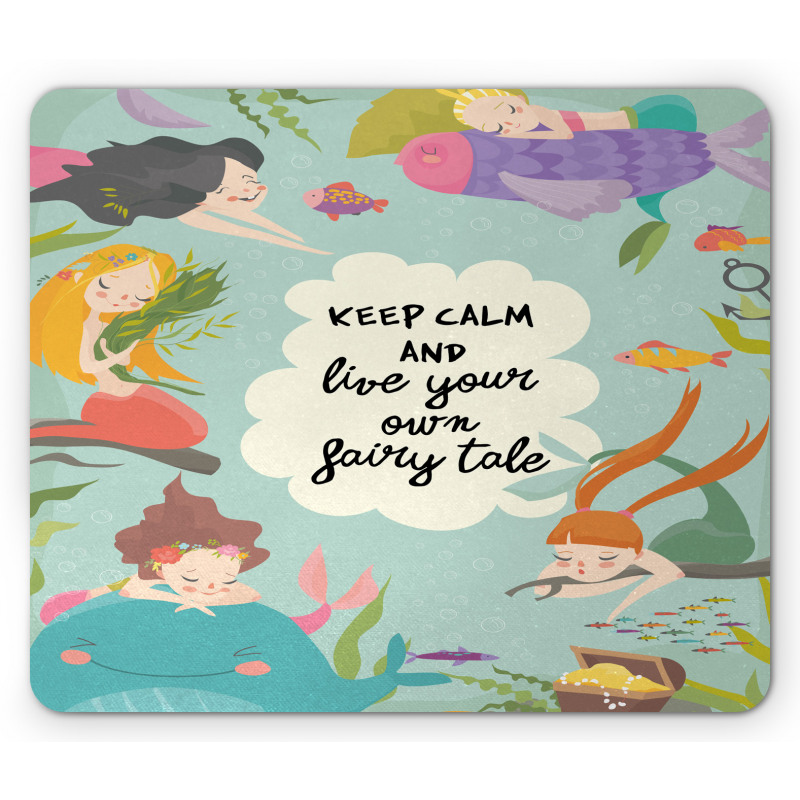 Calligraphy Mermaids Mouse Pad