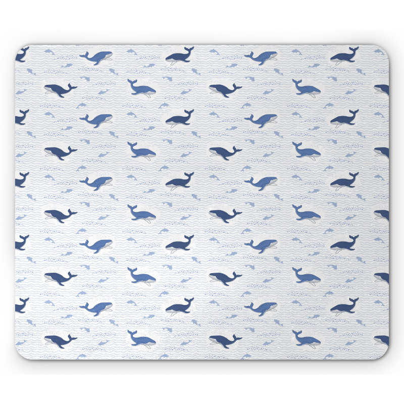 Fish Big Mammal Wave Graphic Mouse Pad