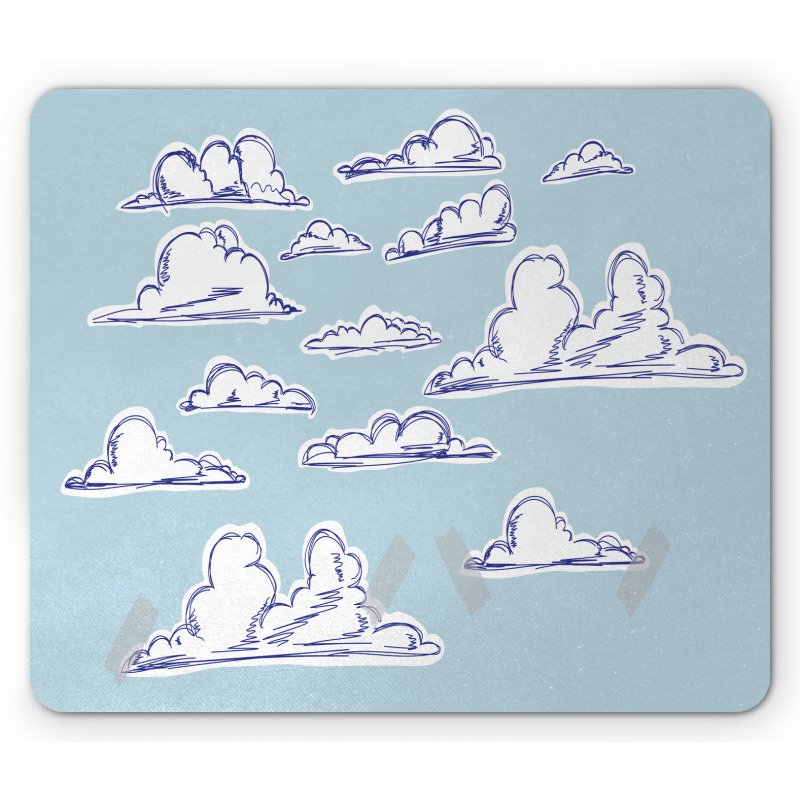 Fluffy Clouds Sketch Art Mouse Pad