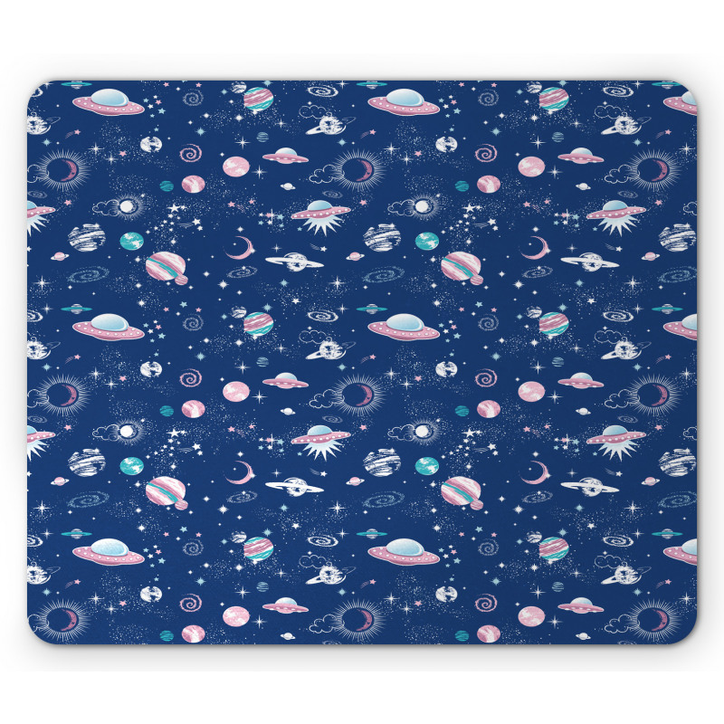 Galaxy Planets Stars Art Mouse Pad