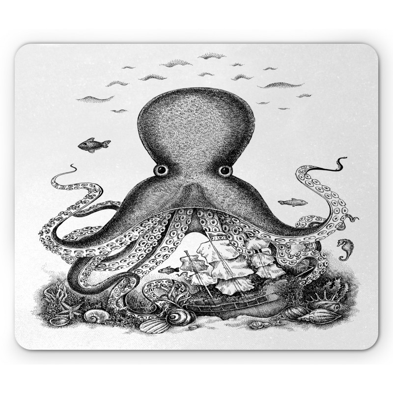 Sea Animal near a Shipwreck Mouse Pad