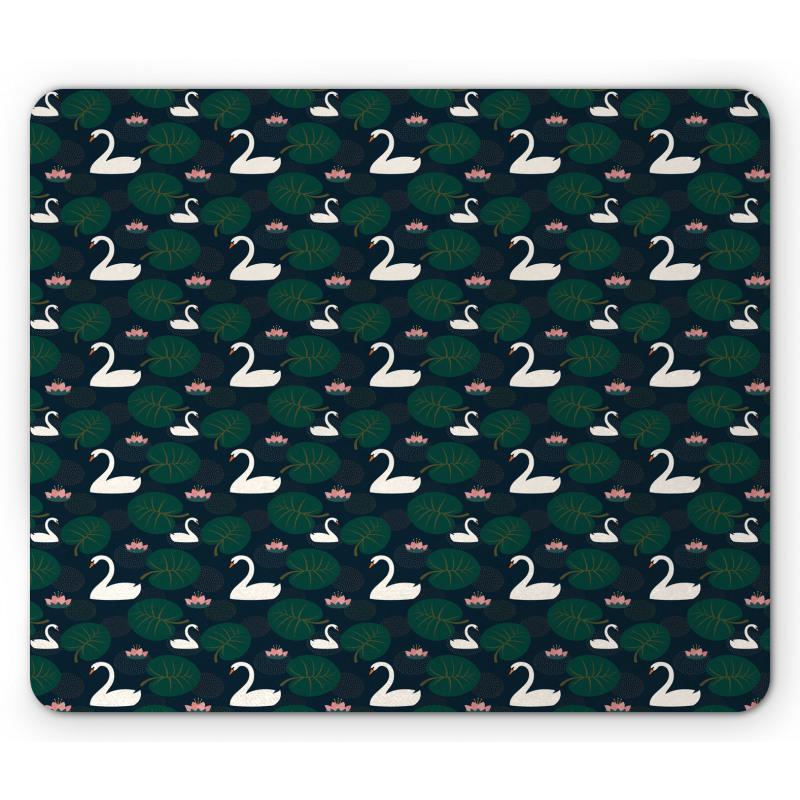 Bird Water Lily and Leaves Mouse Pad