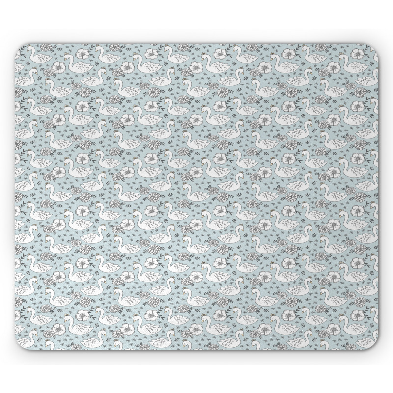 Hand Drawn Flowers and Birds Mouse Pad