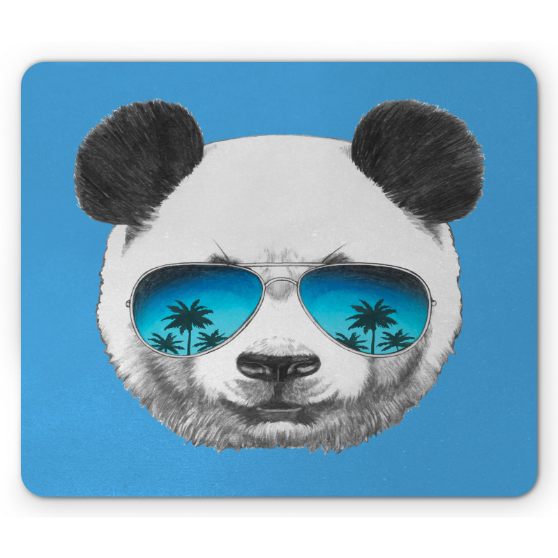 Single Cool Panda Face Mouse Pad