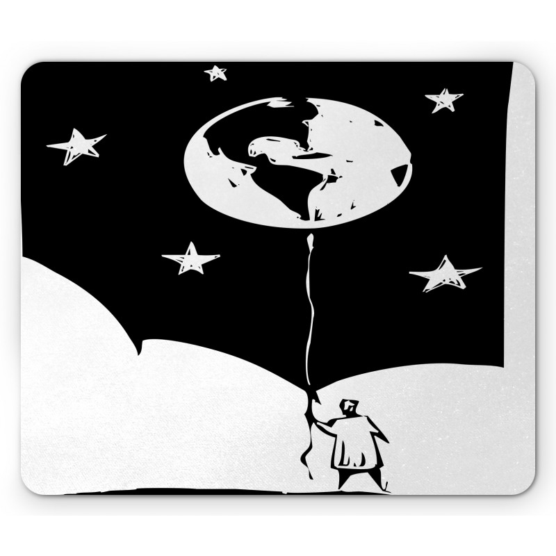 Boy Looking Up Stars Earth Mouse Pad