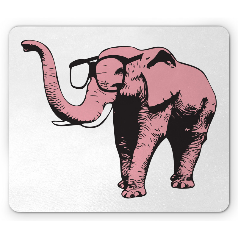 Cartoon Elephant in Glasses Mouse Pad