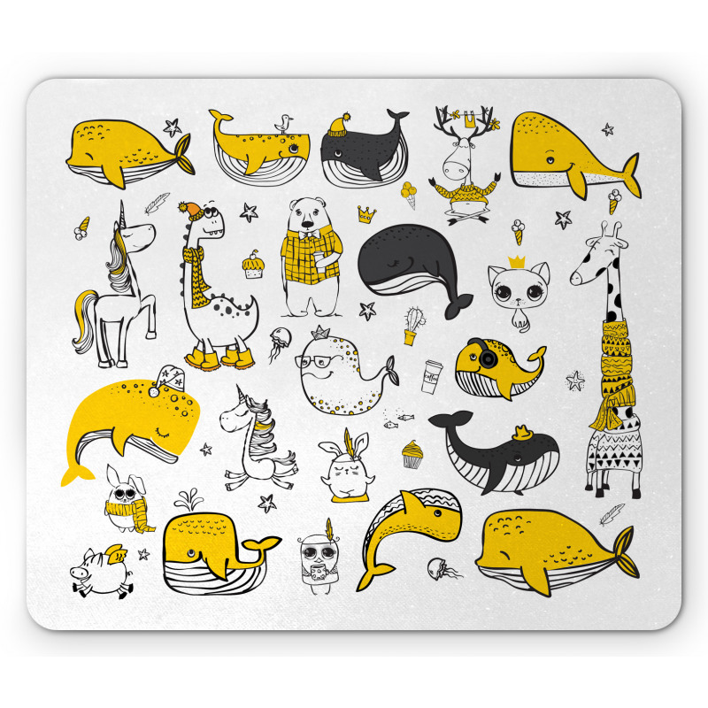 Hipster Style Animal Motifs Mouse Pad