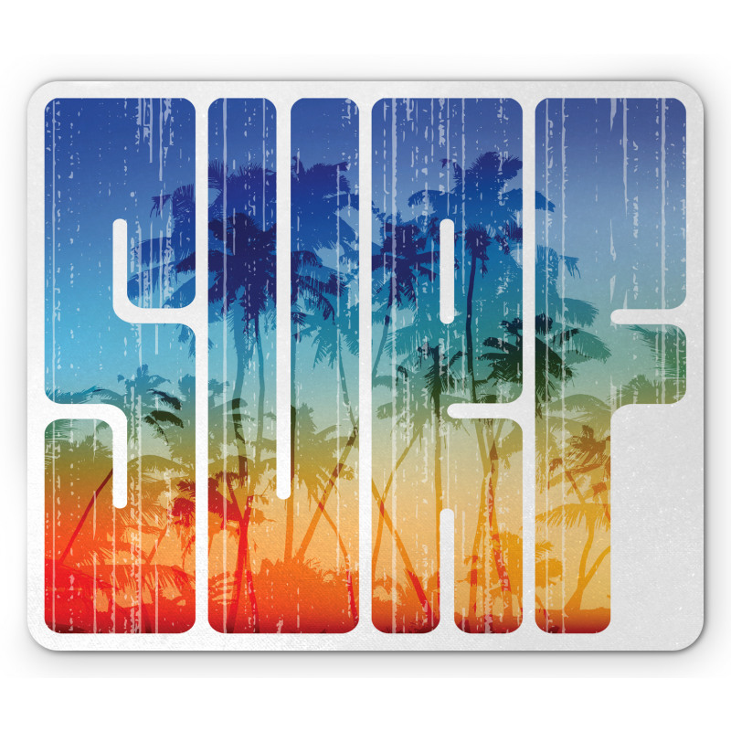 Surf Retro Letters Palms Mouse Pad