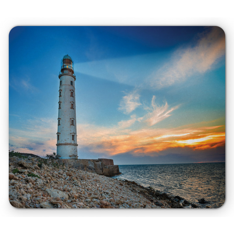 Lighthouse at Sunset Sea Mouse Pad