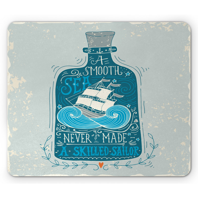 Bottle with Ship and Text Mouse Pad