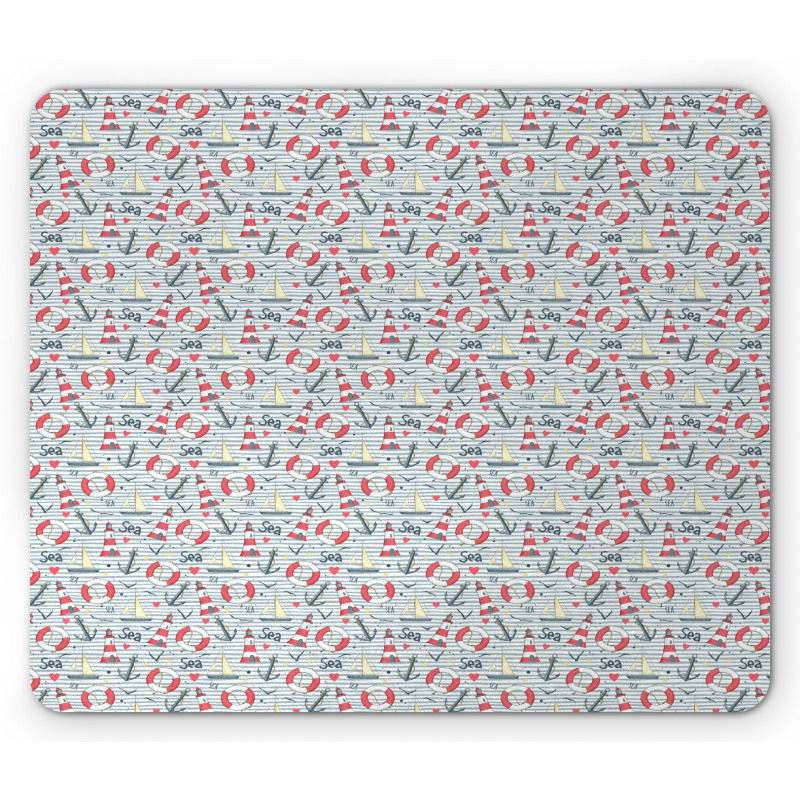 Buoy Anchor Ship Heart Mouse Pad