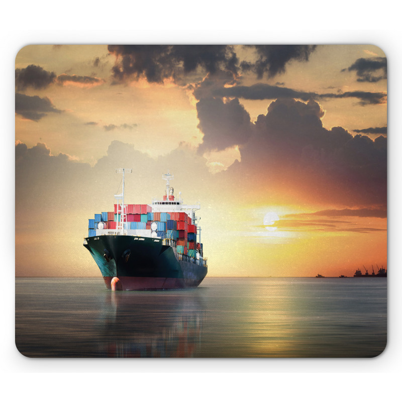 Cargo Ship at Sunset Photo Mouse Pad