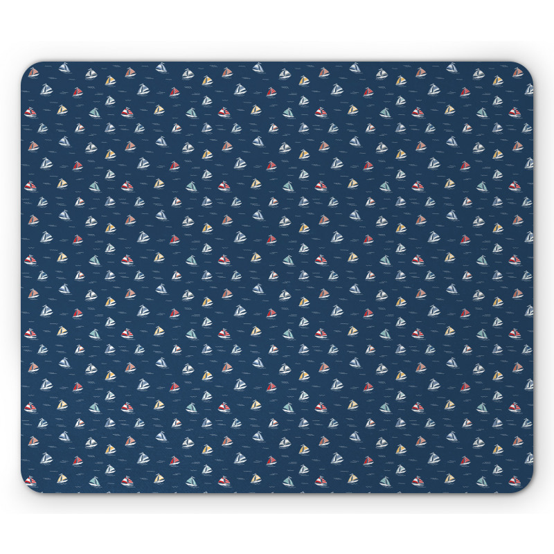 Minimal Colorful Sailboats Mouse Pad