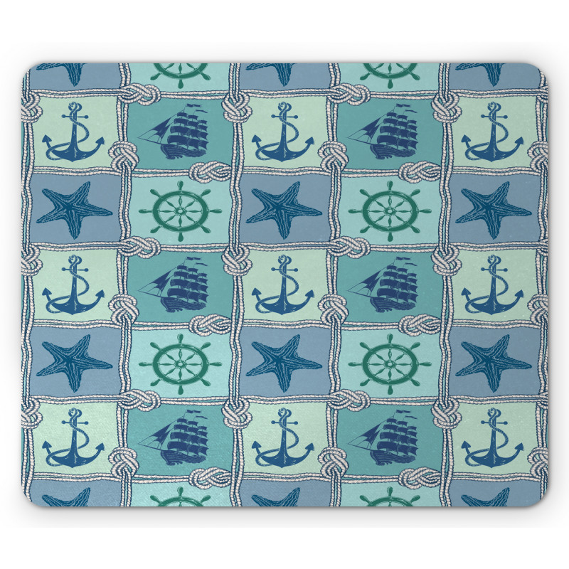 Ships Wheel Turquoise Mouse Pad