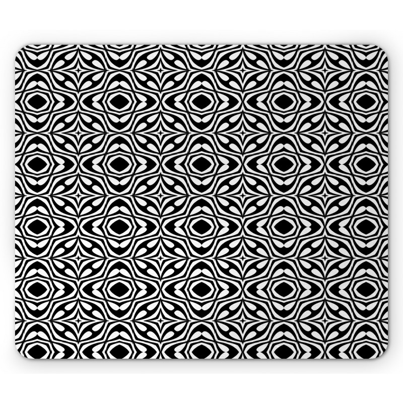 Retro Monotone Drop Rounds Mouse Pad