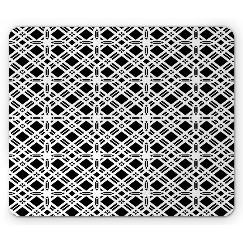 Monotone Vintage Squares Mouse Pad