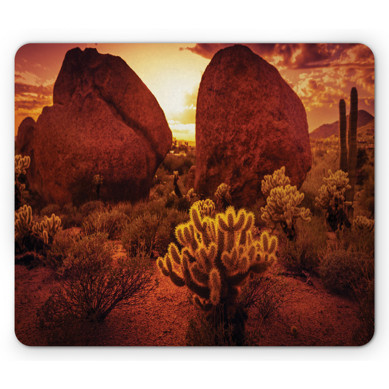 Cactus Rocks Desert Scenery Mouse Pad