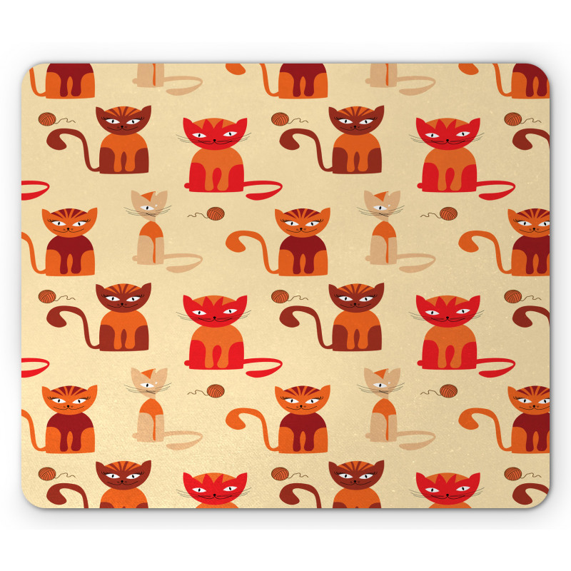 Cats in Paprika Orange Tone Mouse Pad