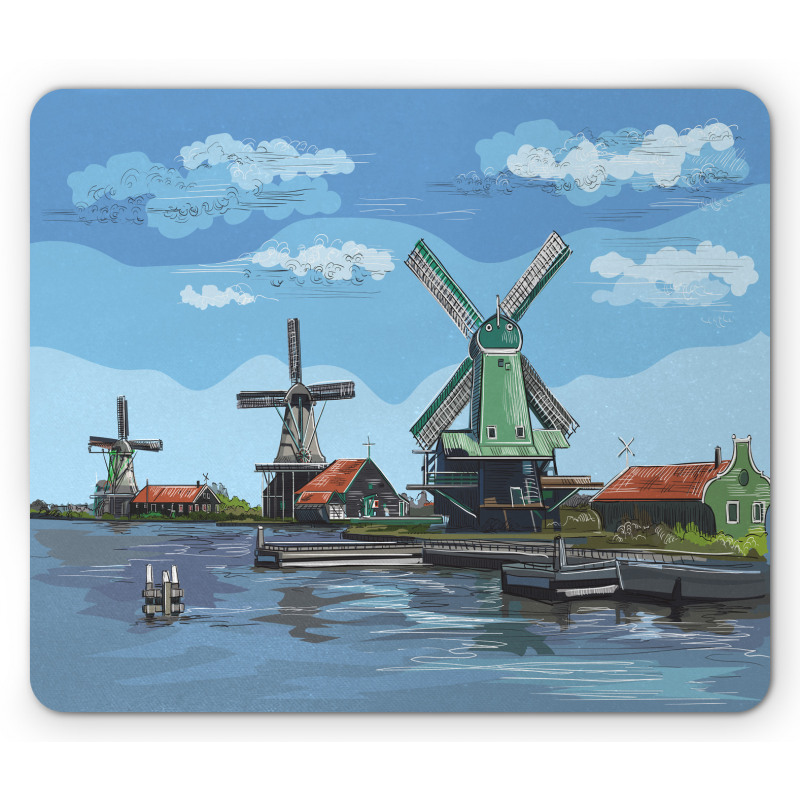 Cartoon Style Windmill Mouse Pad