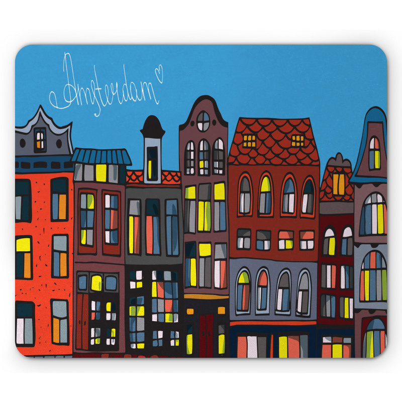 Graphic Colorful Houses Mouse Pad