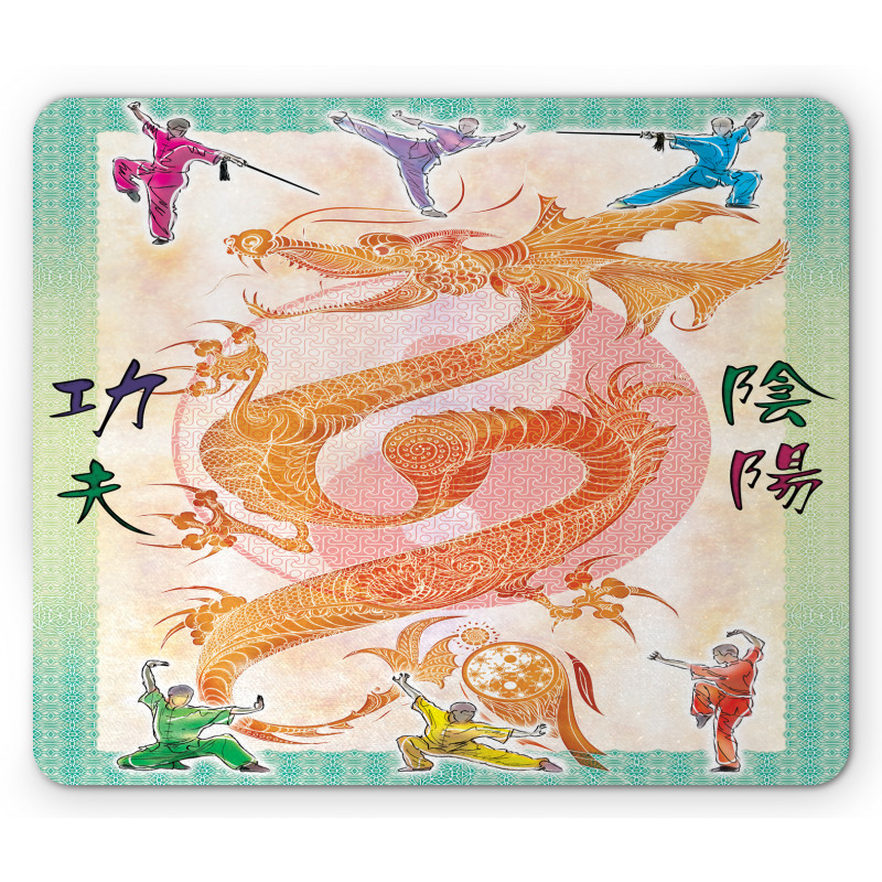 Colorful Dragon and Samurais Mouse Pad