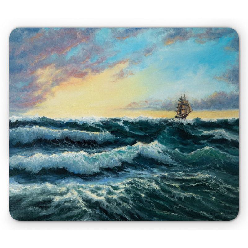 Ship in the Sea Painting Mouse Pad