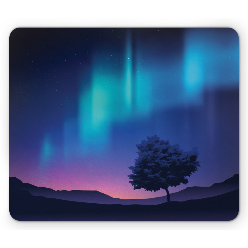 Aurora Borealis Tree Mouse Pad