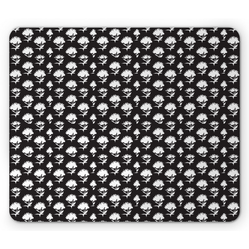 Monotone Peony Shapes Mouse Pad