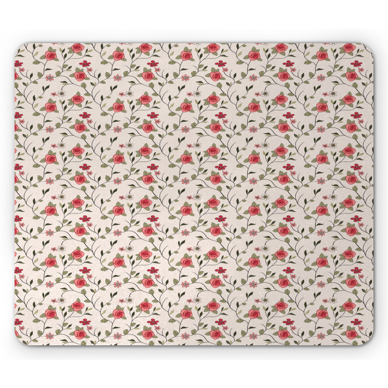 Roses and Leafy Branches Mouse Pad