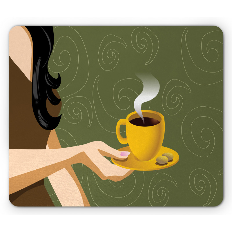 Woman Holding a Cup Cookies Mouse Pad