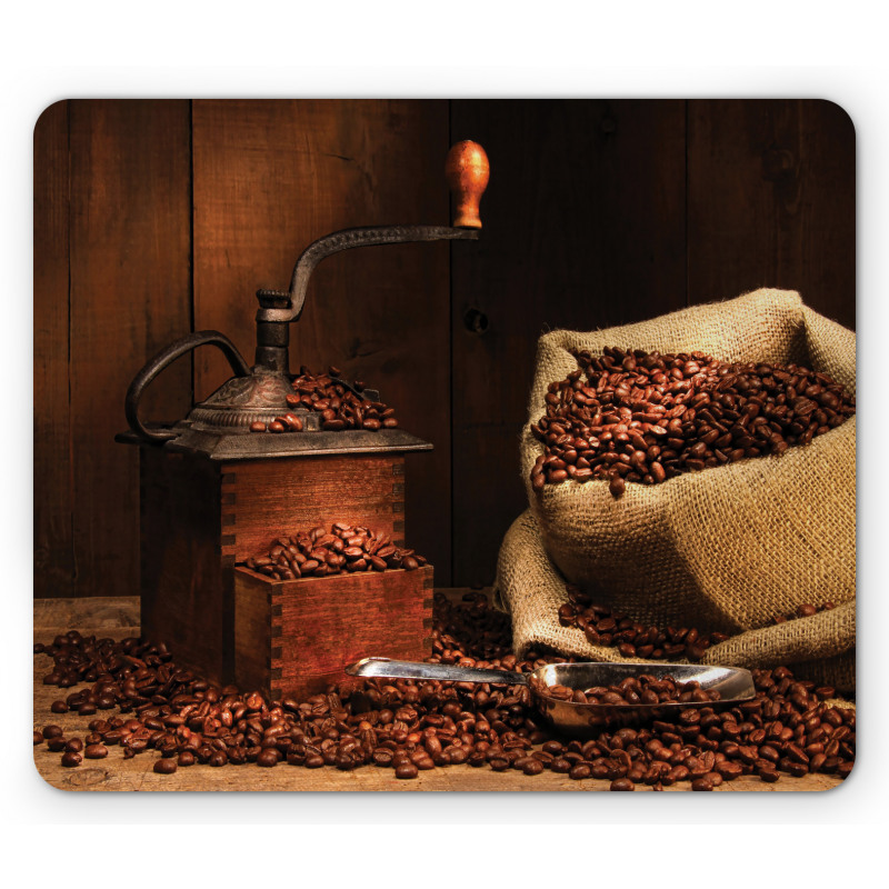 Grinder Beans in Burlap Sack Mouse Pad