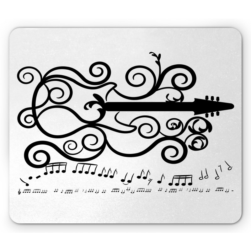 Retro Curls and Music Notes Mouse Pad