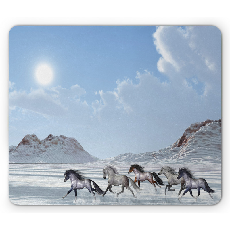 Snowy Day Wild Horse Mouse Pad