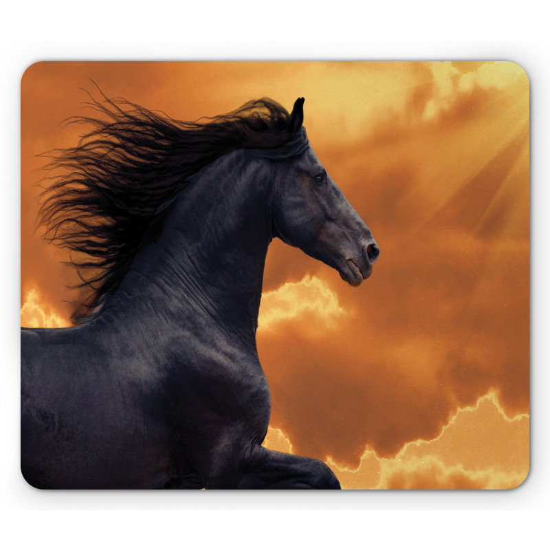 Galloping Friesian Horse Mouse Pad