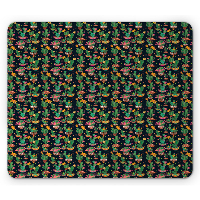 Flowers with Cacti Mouse Pad