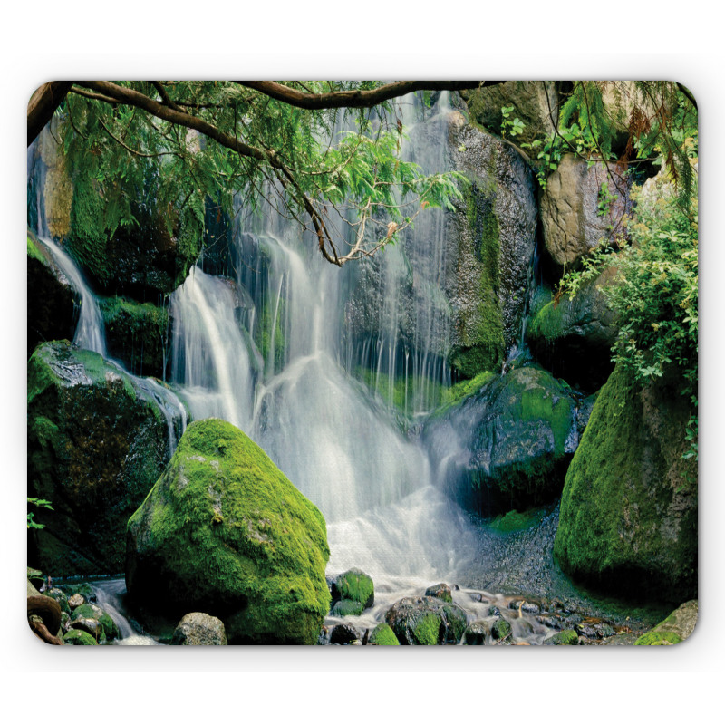 Waterfall Flows Rocks Mouse Pad