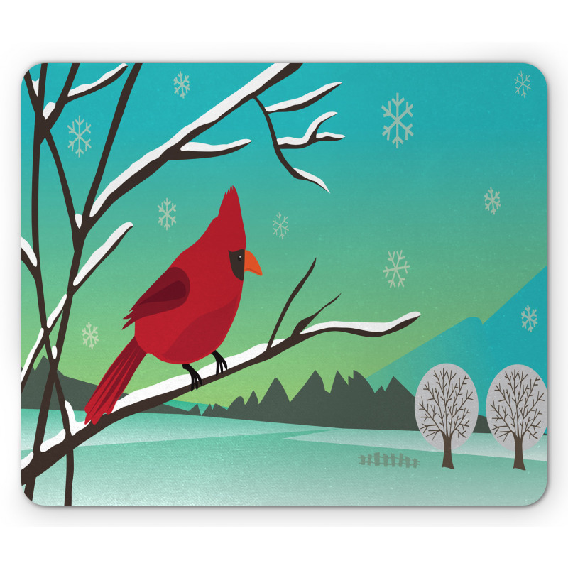 Bird on Snowy Branch Mouse Pad