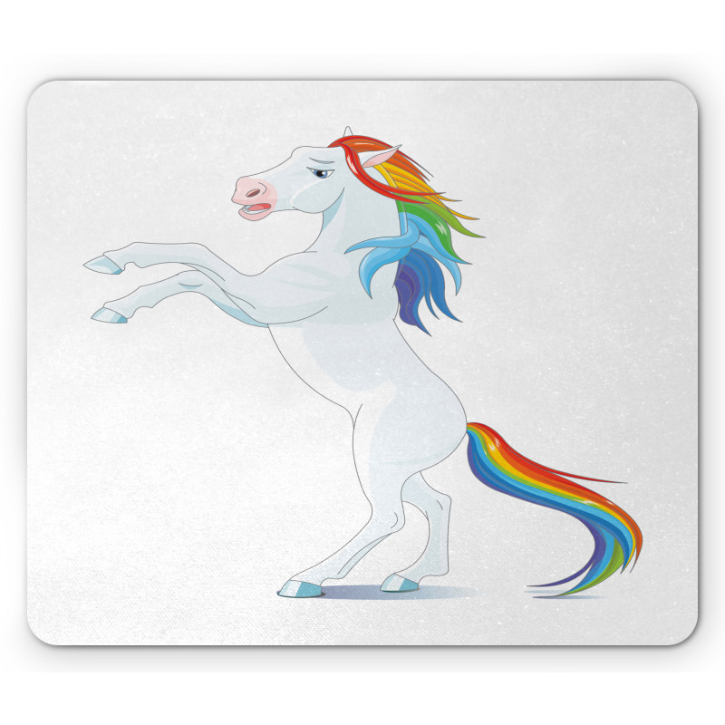 Reared up Horse Rainbow Mane Mouse Pad