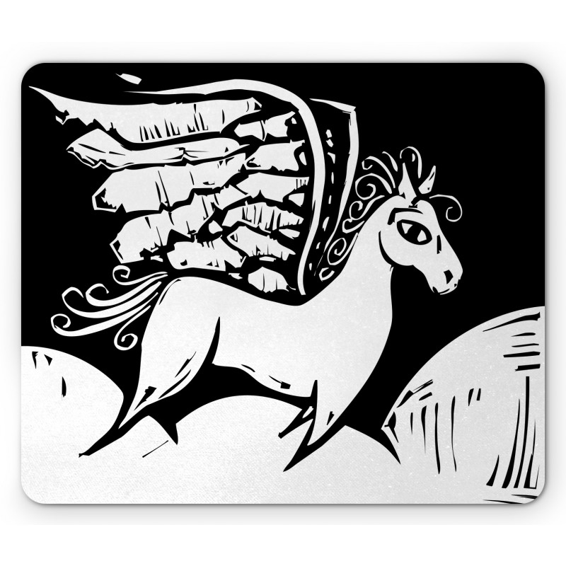 Monochromatic Pegasus Horse Mouse Pad