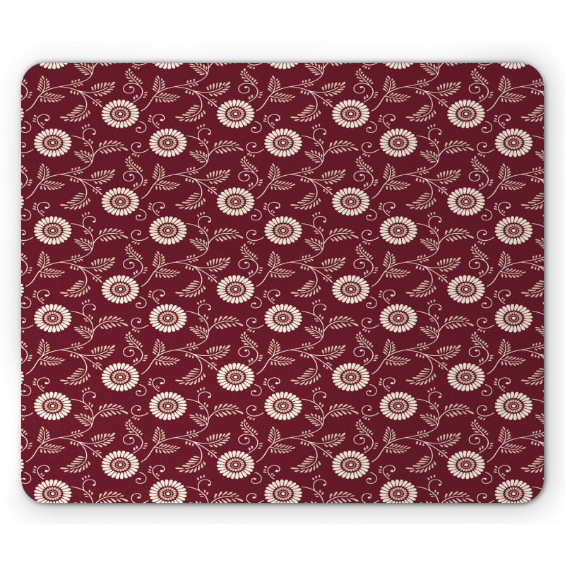 Bicolor Floral Graphic Art Mouse Pad