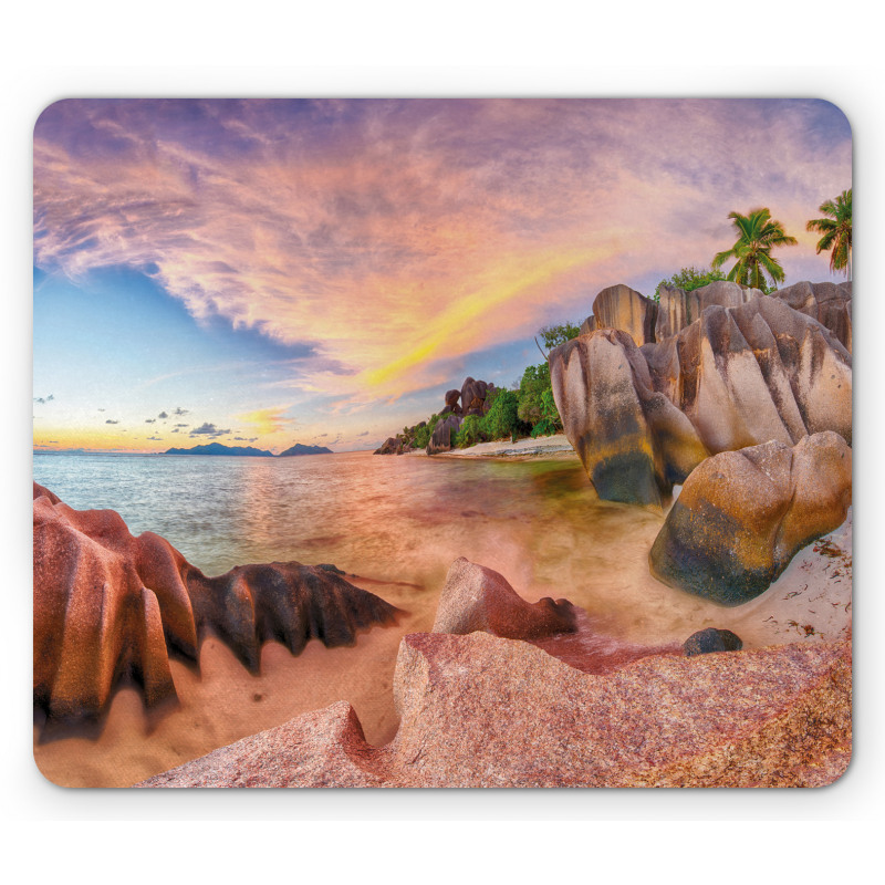 Rock Beach Sunset Photo Mouse Pad