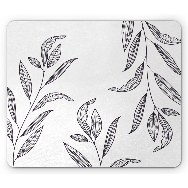 Hatched Look Leaves Art Mouse Pad