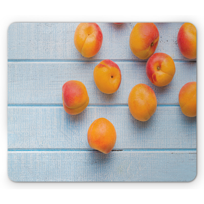 Apricots on Blue Wooden Table Mouse Pad