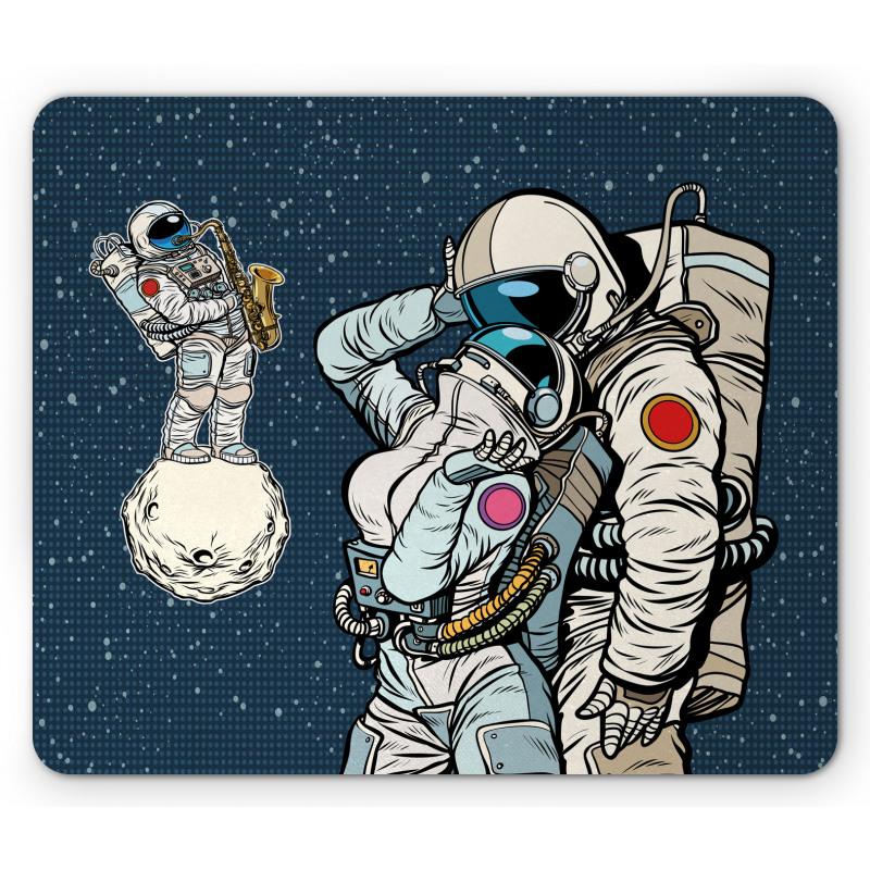 Romantic Couple in Space Mouse Pad