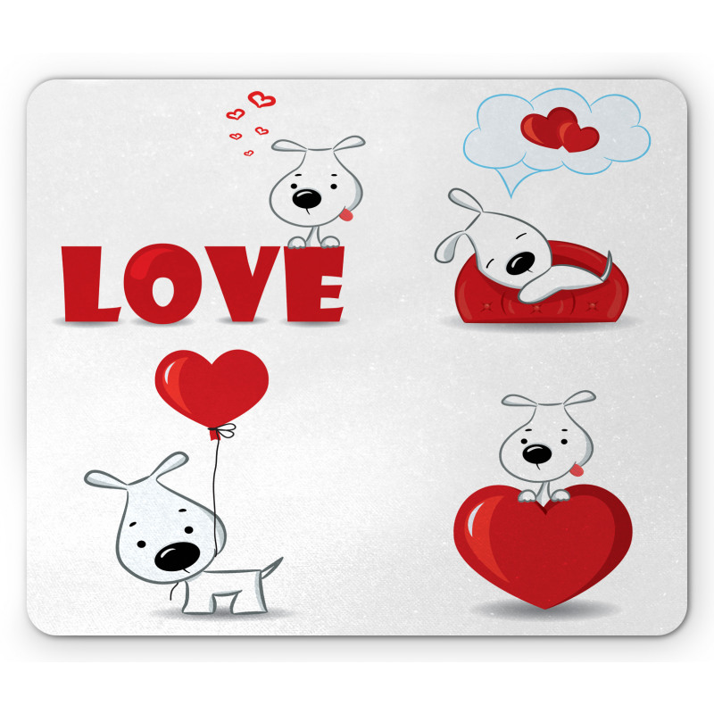 Funny Dog with Hearts Mouse Pad