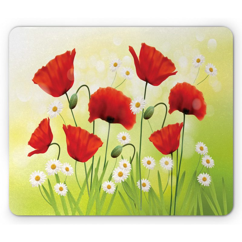 Floral Chamomile Poppy Mouse Pad