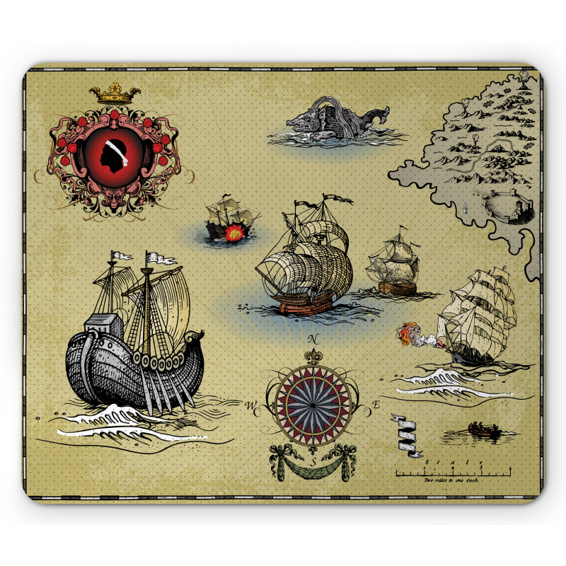 Antique Map Pirate Mouse Pad