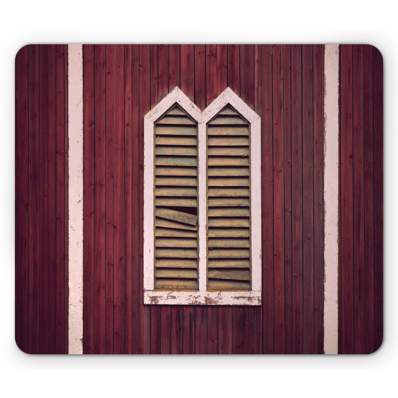 Retro Burgundy Shutters Mouse Pad