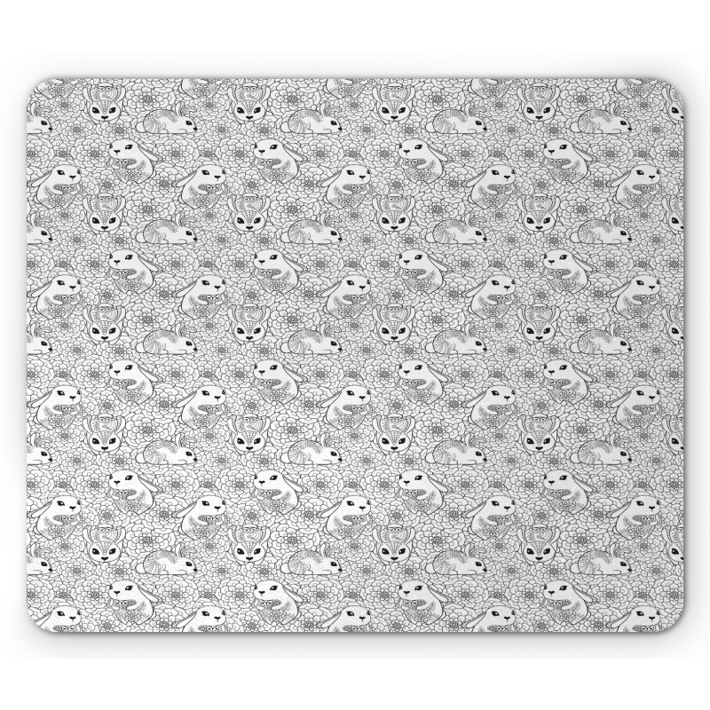 Jumble Funny Bunnies Flowers Mouse Pad