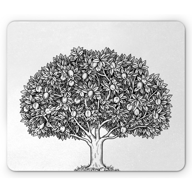 Engraved Style Apple Tree Mouse Pad